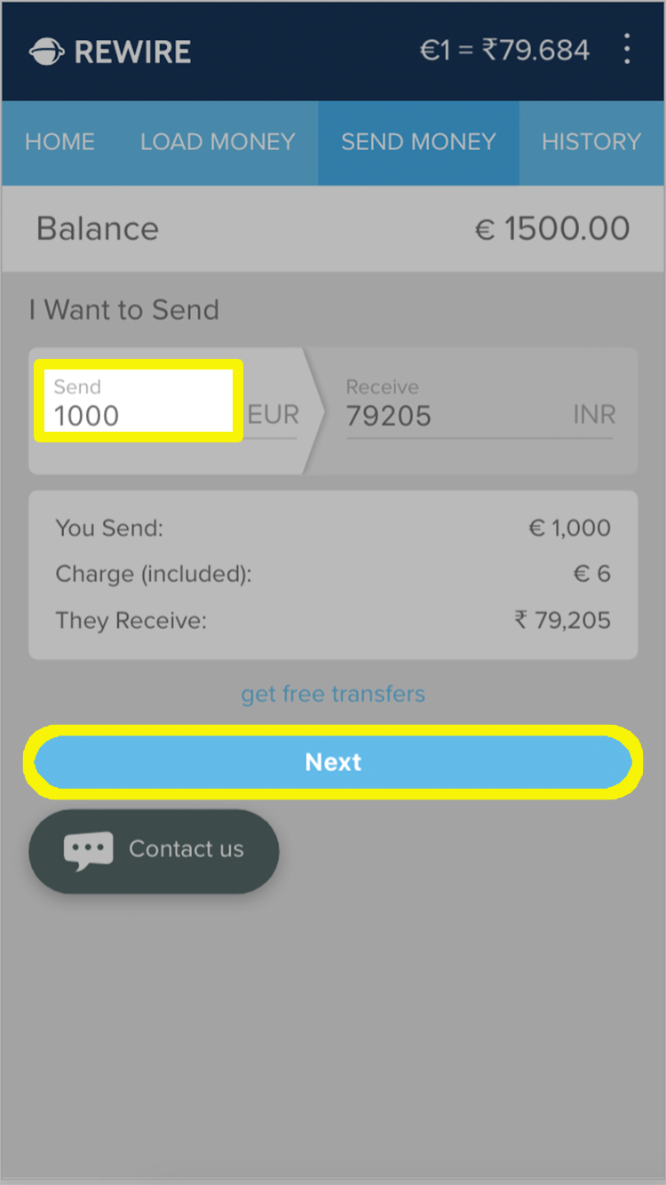 Rewire's Calculator where you can see how much you will receive based on how much you want to send and vice versa.